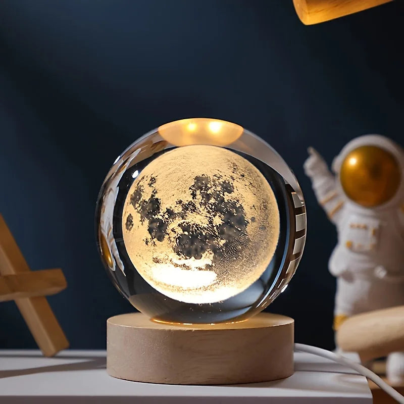 🌙 Galaxy Crystal Moon Lamp – 3D Night Light