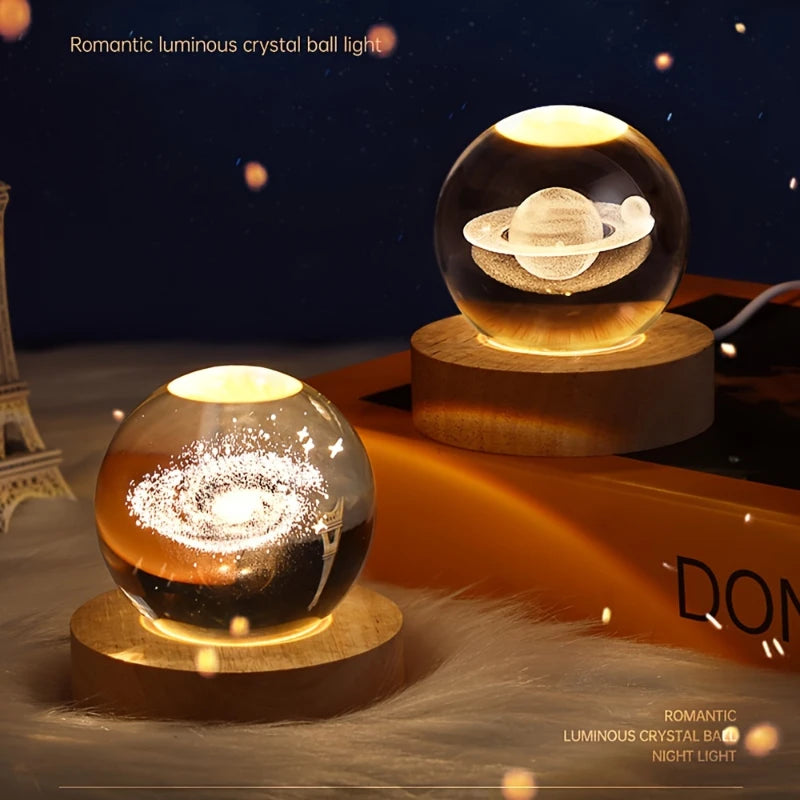 🌙 Galaxy Crystal Moon Lamp – 3D Night Light