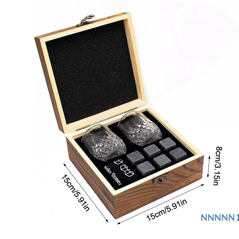🥃 Gentleman’s Whiskey Gift Set – Glasses & Stones Box