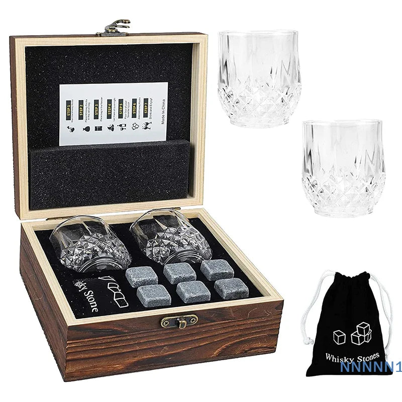 🥃 Gentleman’s Whiskey Gift Set – Glasses & Stones Box